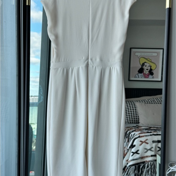EXPRESS size L Cap Sleeve Midi Sheath Dress in CREAM - Picture 3 of 4